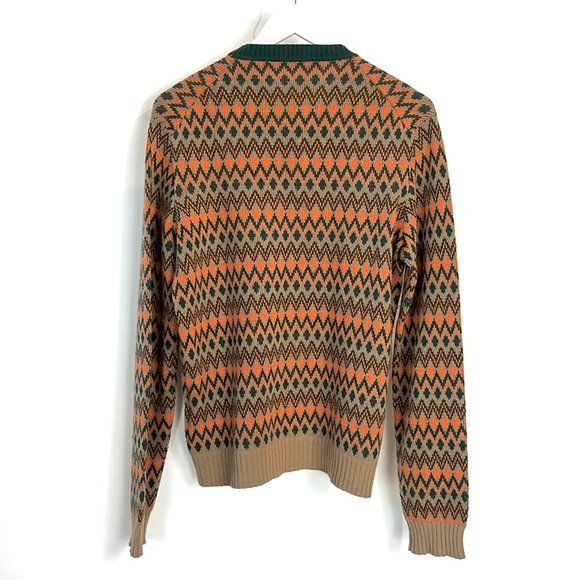 Prada AW/18 Runway Camel Brown Chevron Logo Cashmere Crew-Neck Sweater - Picture 4 of 13